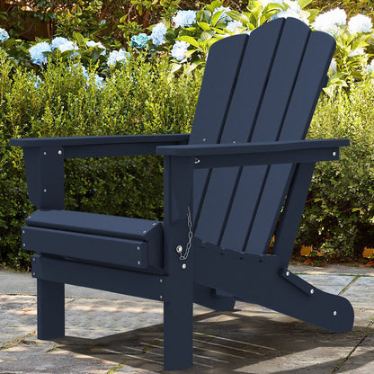 Outdoor Patio Folding HDPE Resin Adirondack Chair, Black