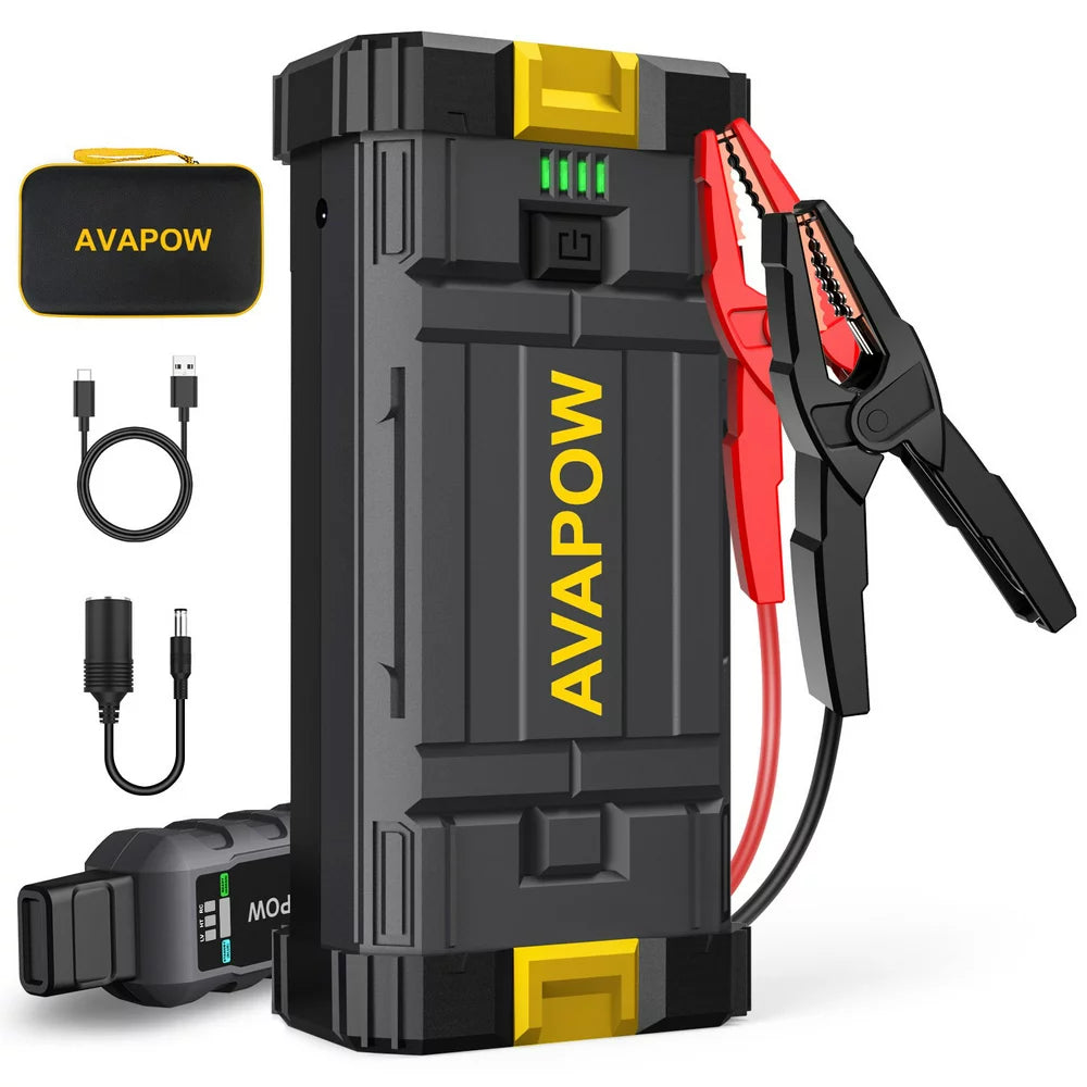 AVAPOW Car Jump Starter, 4000A Peak Battery Jump Starter , 2023 Upgraded Powerful Portable Battery Booster Power Pack, 12V Auto Jump Box with LED Light, USB Quick Charge 3.0 Yellow