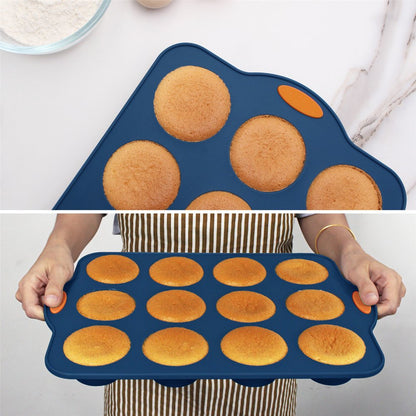  31 Pieces Silicone Baking Pans Set, Nonstick Bakeware Sets, BPA Free Silicone Molds, with Metal Reinforced Frame More Strength, Navy Blue