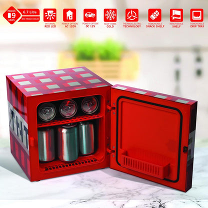 Minecraft Red TNT x9 Can Mini Fridge 6.7L x1 Door Ambient LED Lighting 10.4 in H 10 in W 10 in D