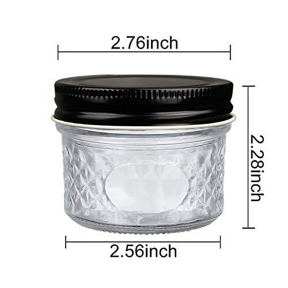 4 oz Glass Jars With Lids?Black?,Small Clear Canning Jars For Caviar,Herb,Jelly,Jams,Mini Wide Mouth Mason Jars Spice Jars For Kitchen Storage Preserving Food And Party Favors 40 Pack ??