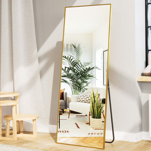 64"X21" Full Length Mirror Rectangle Body Dressing Floor Standing Mirrors, Gold