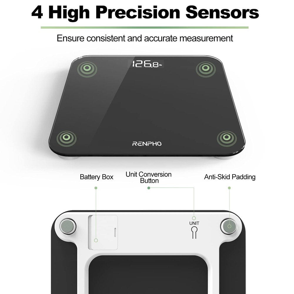 RENPHO Digital Body Weight Scale, Highly Accurate Scale for Weight, LED Display Weight Measurements, round Corner Design, Anti-Slip, 400 Lb