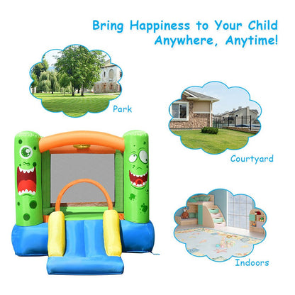 Costway Kids Playing Inflatable Bounce House Jumping Castle Game Fun Slider 480W Blower