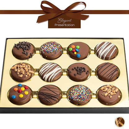 Chocolate Covered Sandwich Cookies Gift Basket Bakery Dessert Box (12 Count) Premium Mothers Day Arrangement Platter