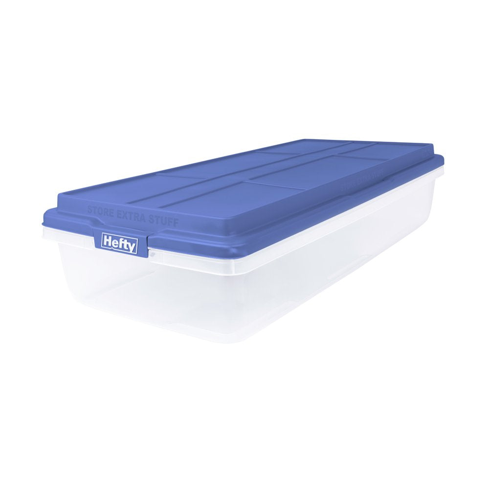 Hefty 63 Qt. Clear Storage Bin with Blue HI-RISE Lid