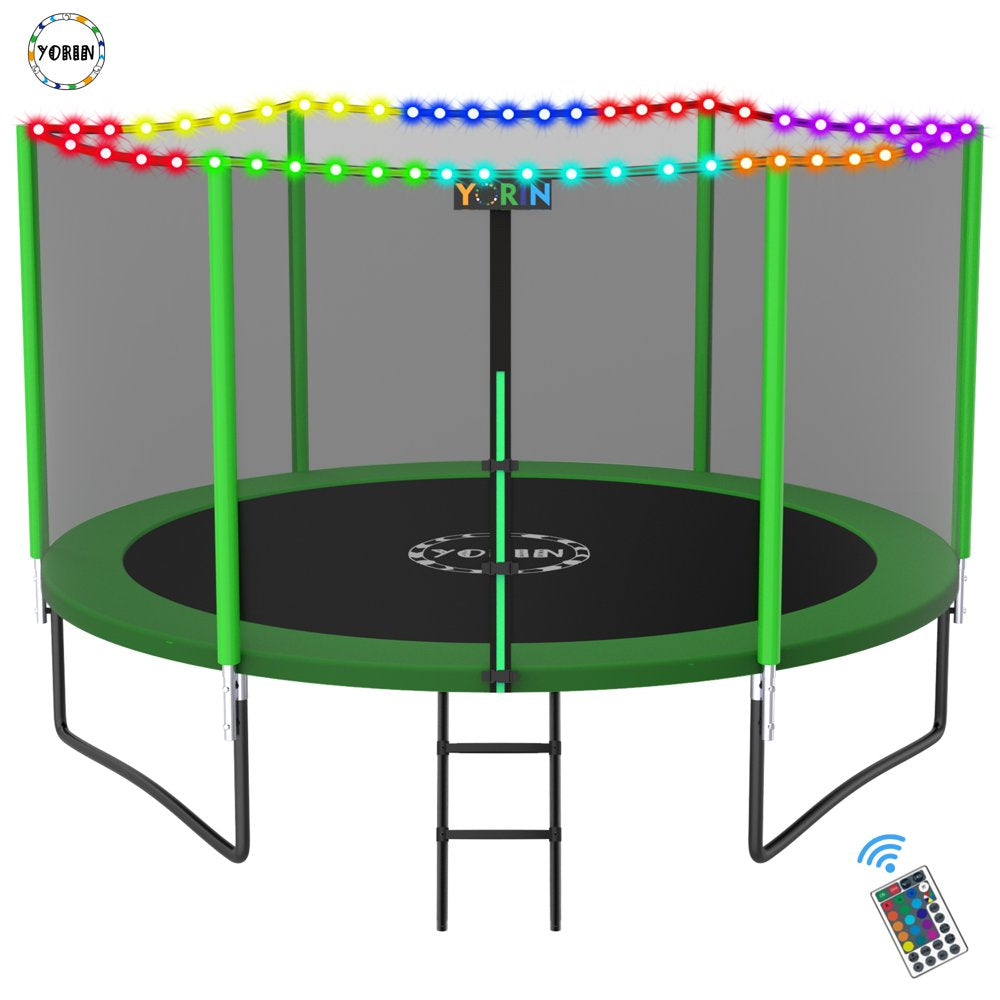 YORIN Trampoline for 2-3 Kids, 8 FT Trampoline for Adults with Enclosure Net, Ladder, 800LBS Weight Capacity Outdoor Round Recreational Trampoline, ASTM Approved Heavy Duty Upgrade Trampoline