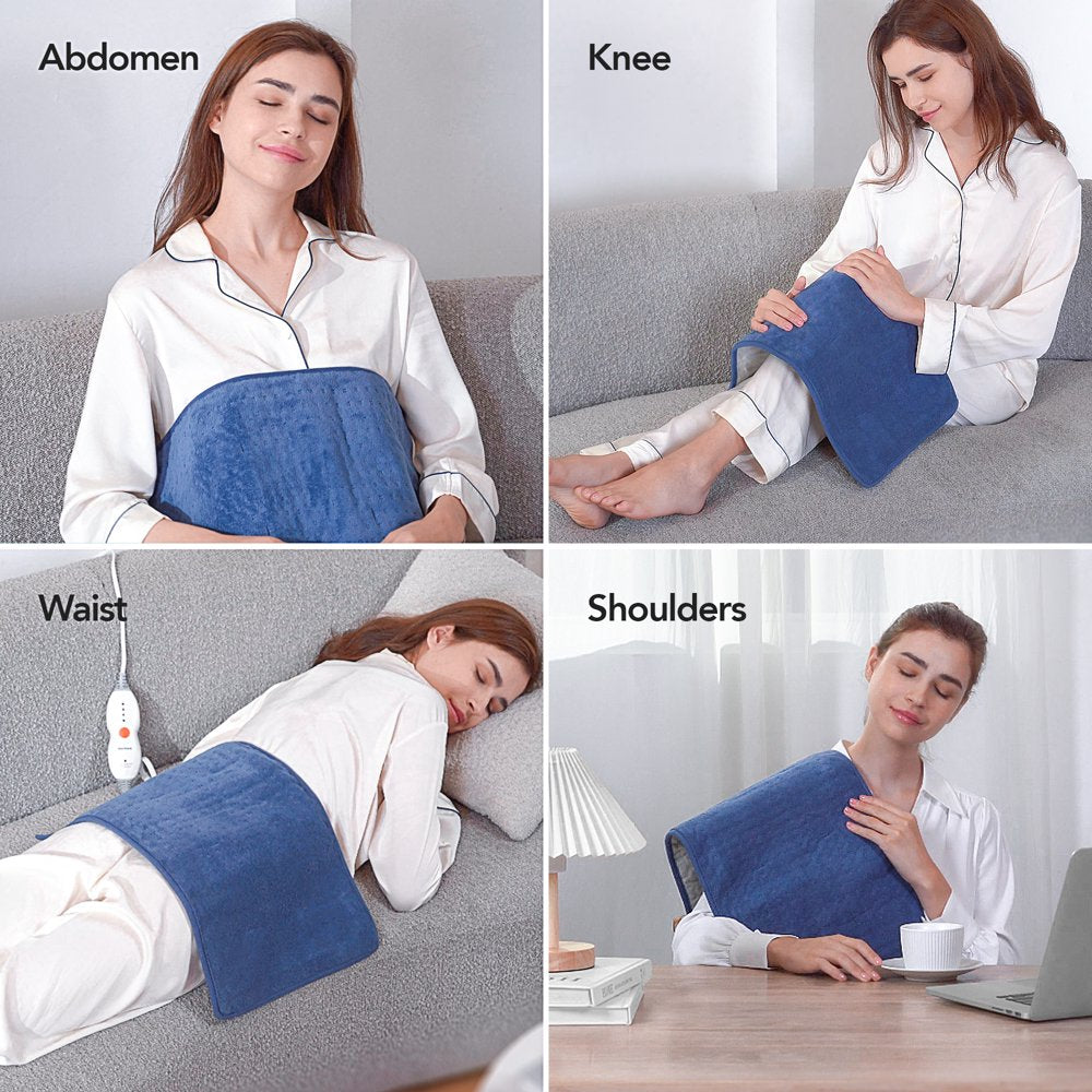 MARNUR Heating Pad for Back Pain, Large Size 12''x24'' with 4 Heat Settings, Auto Shut-off - Blue