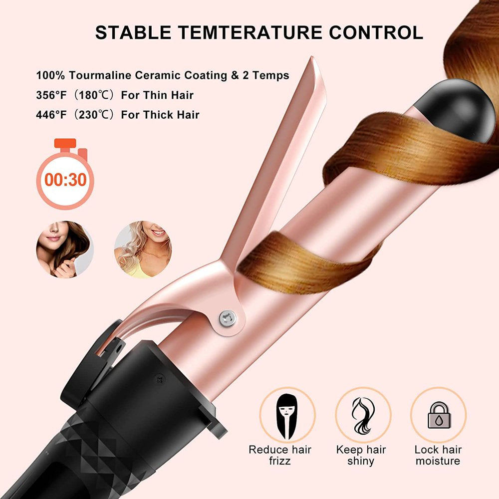 Curling Iron Set, MAXT 5 in 1 Curling Wand Set Interchangeable Triple Barrel Curling Iron and Curling Brush Ceramic Barrel Wand Curling Iron(0.35-1.25)