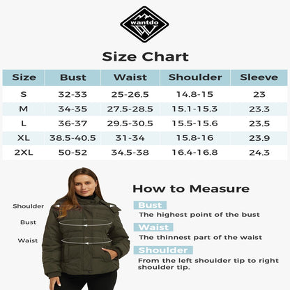 Wantdo Women's Winter Jacket Windproof Puffer Jacket Warm Winter Fleece Coat Army Green M