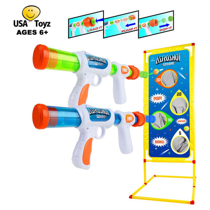 Astroshot Gemini - 2 Ball Popper Blasters Toy with 24 Soft Foam Balls and Standing Target(Unisex)