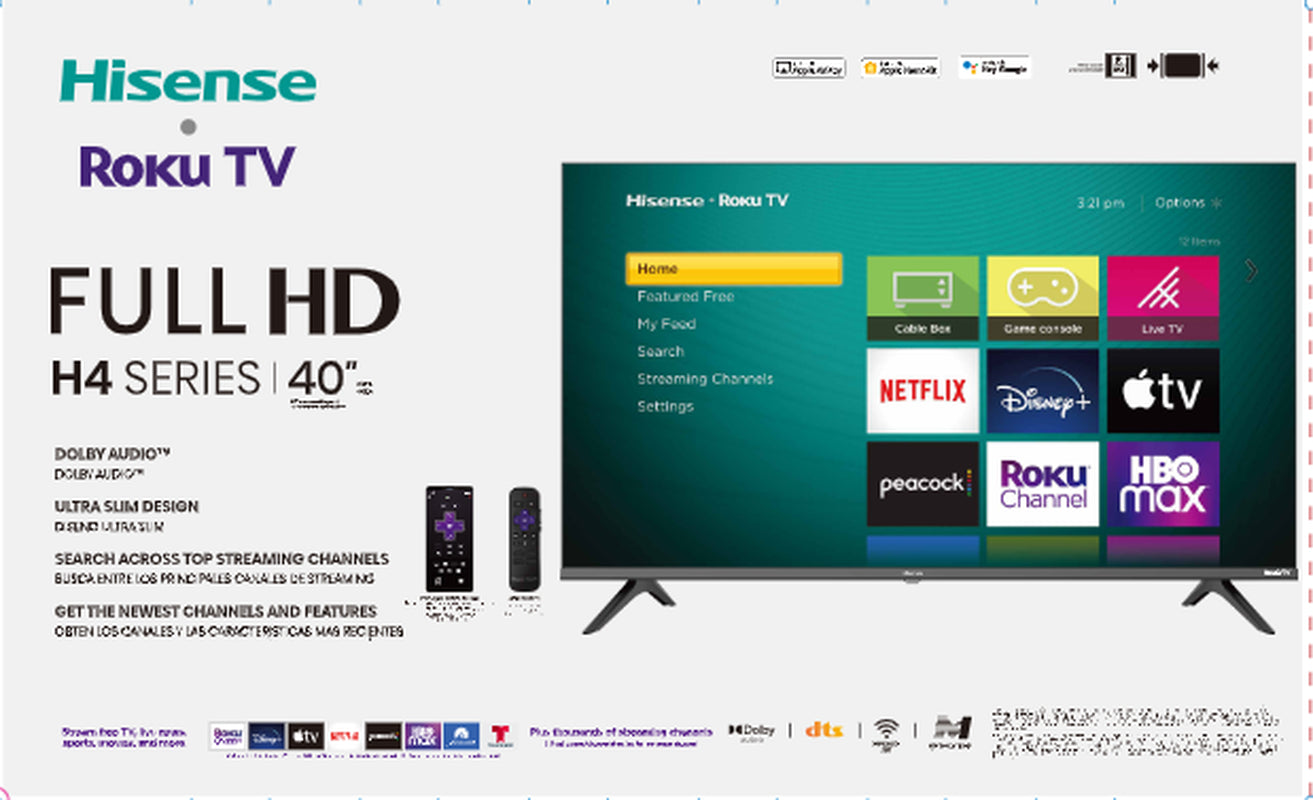 Hisense 40" Class 1080P FHD LED LCD Roku Smart TV H4030F Series (40H4030F1)