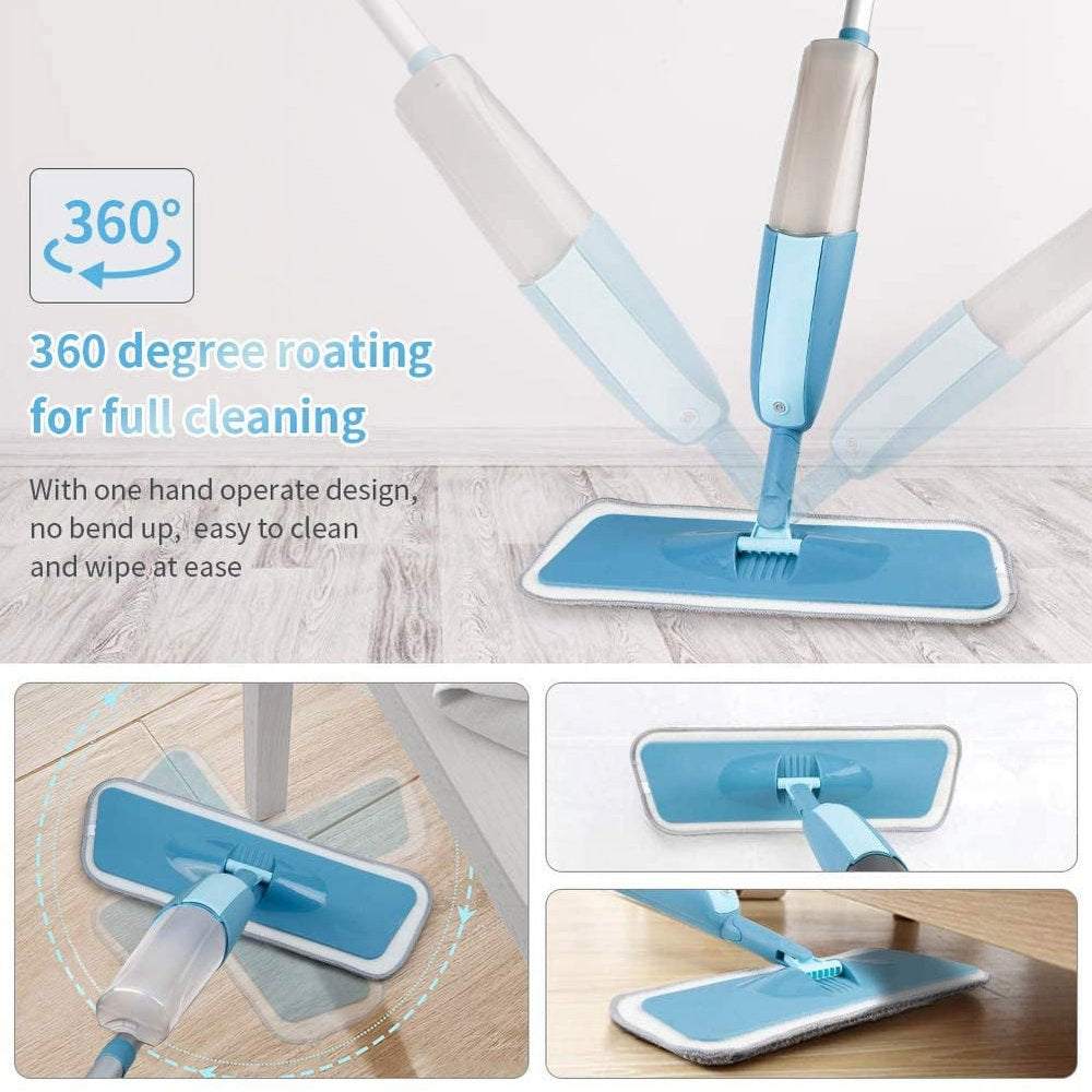 SUGARDAY Microfiber Spray Dust Mop for Floor Cleaning with Washable Pads Wet Dry Mop