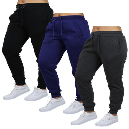 Galaxy by Harvic 3-Pack Women's Loose Fit Fleece Jogger Sweatpants (S-5XL)