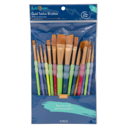  Craft Variety 15pc Multi-Color Brush Set, Adult, Teen