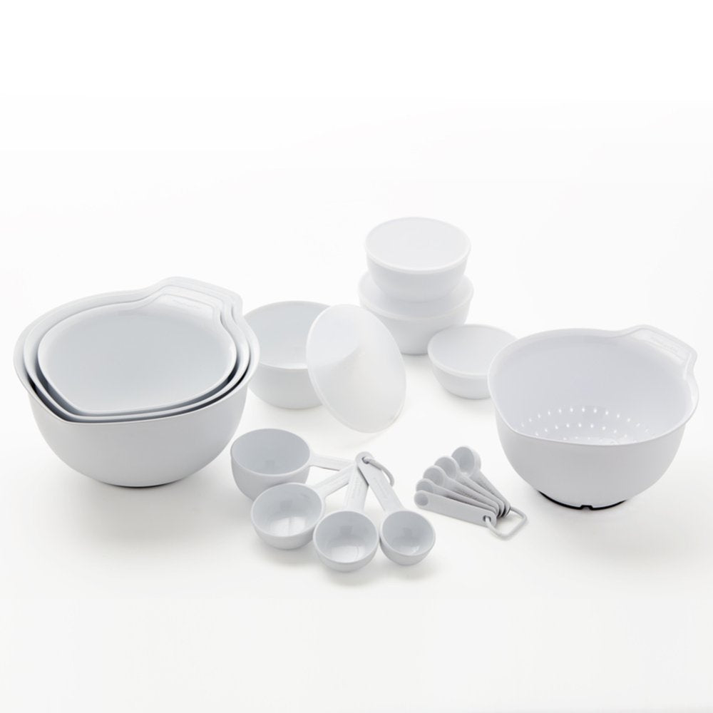 KitchenAid 21-Piece Plastic with Non-Skid Bottom Mixing Bowl and Measuring Set White