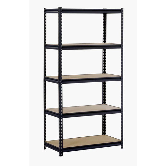 Muscle Rack 48 in. W x 24 in. D x 72 in. H 5-Shelf Steel Shelving Unit; Black