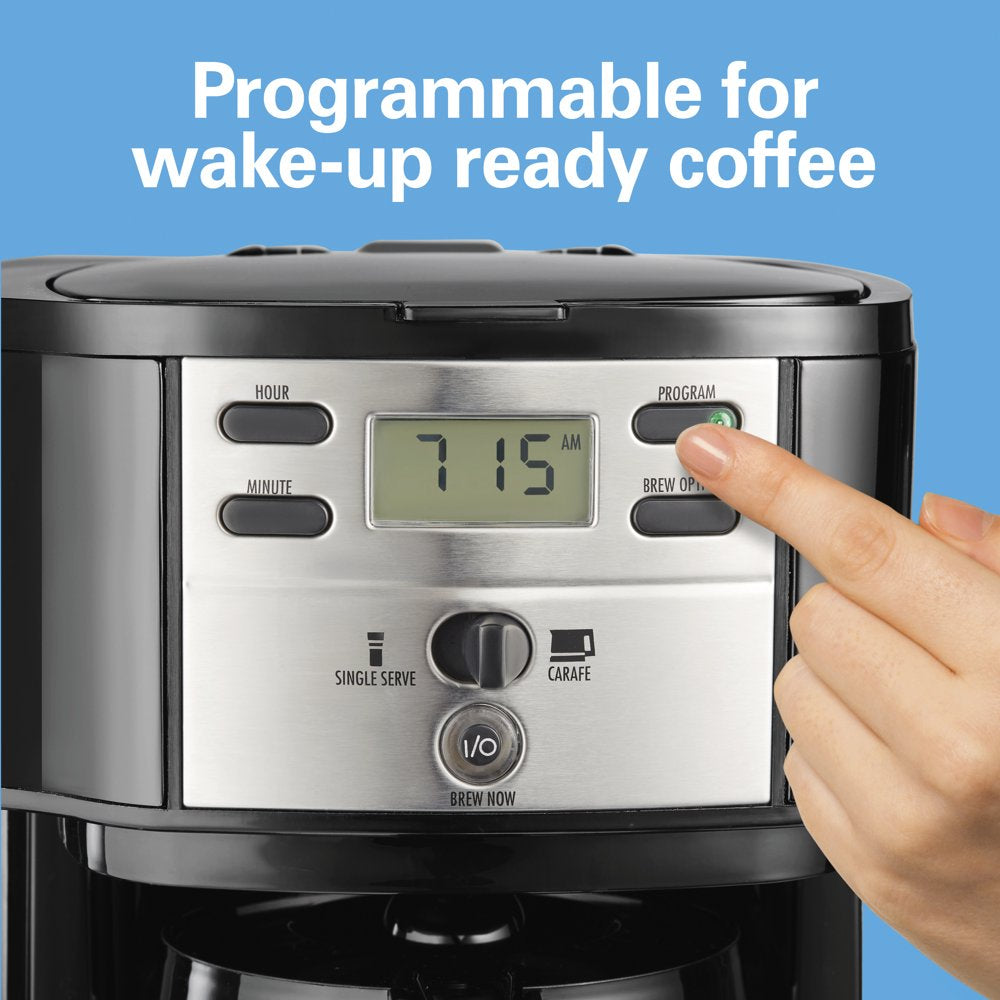 Hamilton Beach 2-Way Programmable Coffee Maker, Single-Serve or 12 Cups, Black, 47650