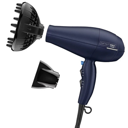 InfinitiPro by Conair 1875 Watt Texture Styling Hair Dryer for Natural Curls and Waves, Dark Blue, 1 Count 600R