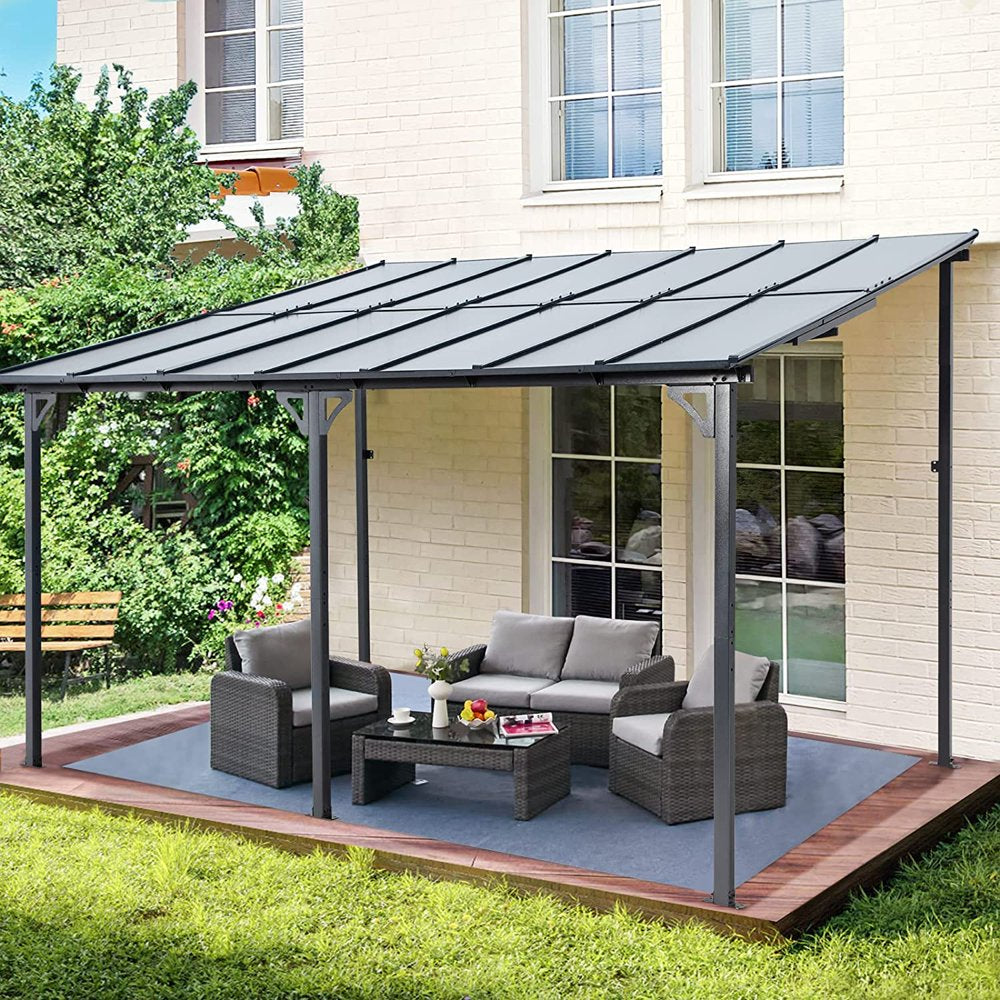 AECOJOY 10' x 14' Hardtop Gazebo Outdoor Aluminum Pergola for Garden, Patio, Backyard-Gray