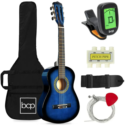 Best Choice Products 30in Kids Acoustic Guitar Beginner Starter Kit with Tuner, Strap, Case, Strings - Blueburst