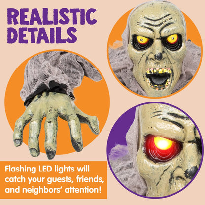 Halloween Décor Groundbreaker Zombie with Sound and Flashing Eyes for Yard Outdoor Decorations