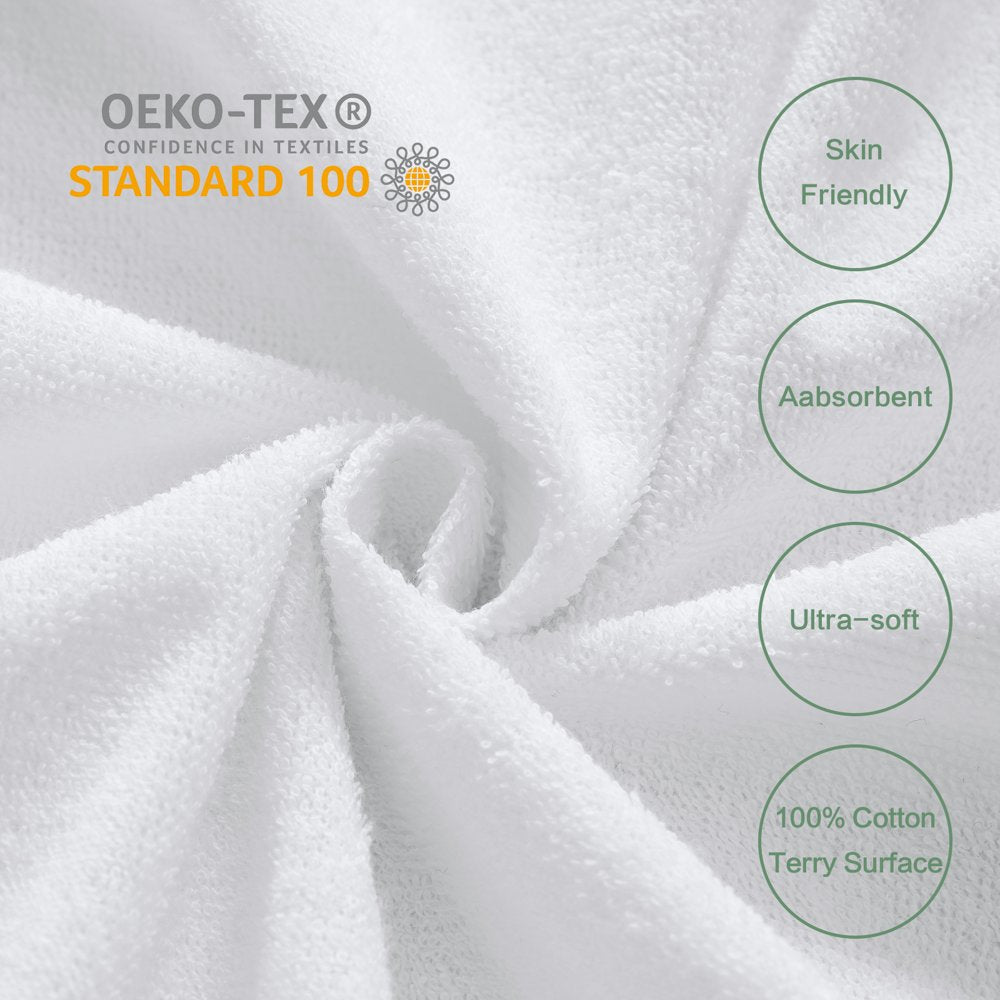  Queen Size Waterproof Mattress Protector Cover with Deep Pocket Fitted Up to 8"-21", 100% Cotton Terry Surface, Breathable & Noiseless & Comfort