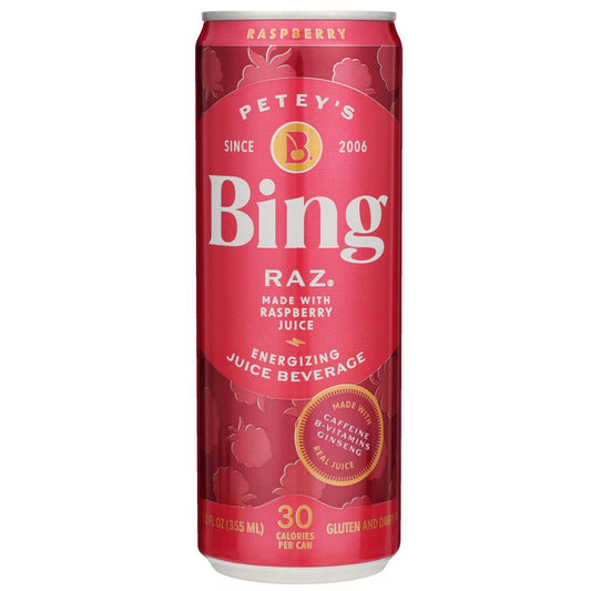 Bing Beverage Healthy Energy Drinks, Bing Raz, 12 oz (24 Pack)