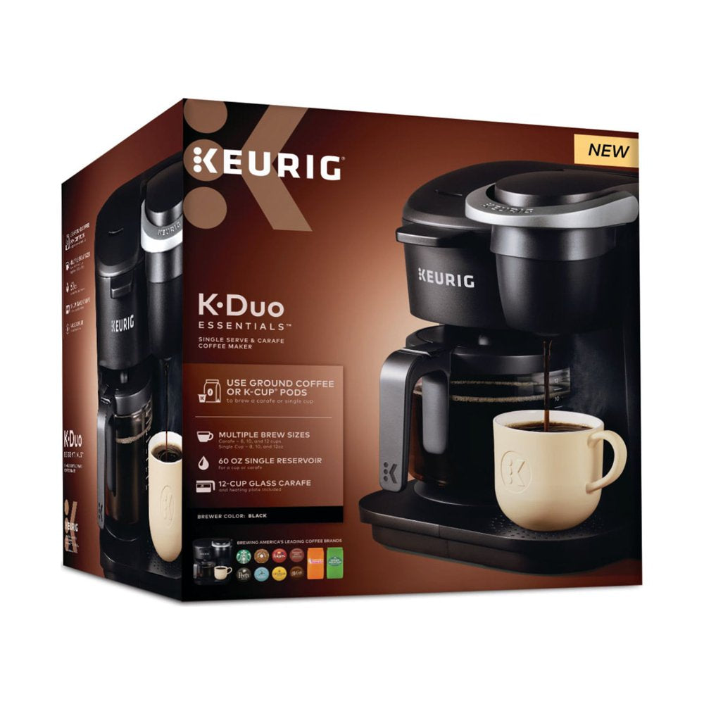 Keurig K-Duo Essentials Black Single-Serve K-Cup Pod Coffee Maker, Black