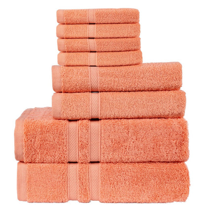 Living Fashions 8 Pack Towel Set - 2 Bathroom Towels, 2 Hand Towels, 4 Wash Cloths Bathroom Set - Plush & Absorbent 100% Ring Spun Cotton Bath Sets - Bath Towels, Hand Towels, Washcloths Bathroom Sets