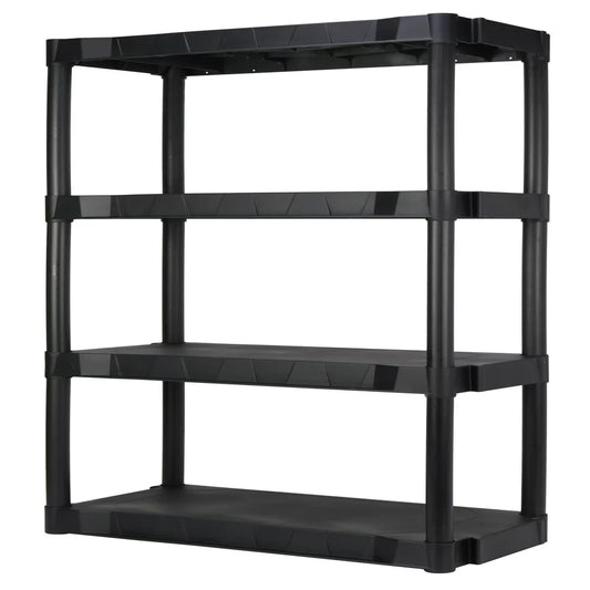 Hyper Tough 13.88"D x 30"W x 56.2"H 4 Shelf Plastic Garage Storage Shelves, Black, Adult