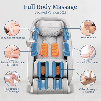 ZMZ 4D Massage Chair Full Body Relief Zero Gravity SL Track Thai Shiatsu Stretching with Body Scan, Back & Calf Heating, No installation required