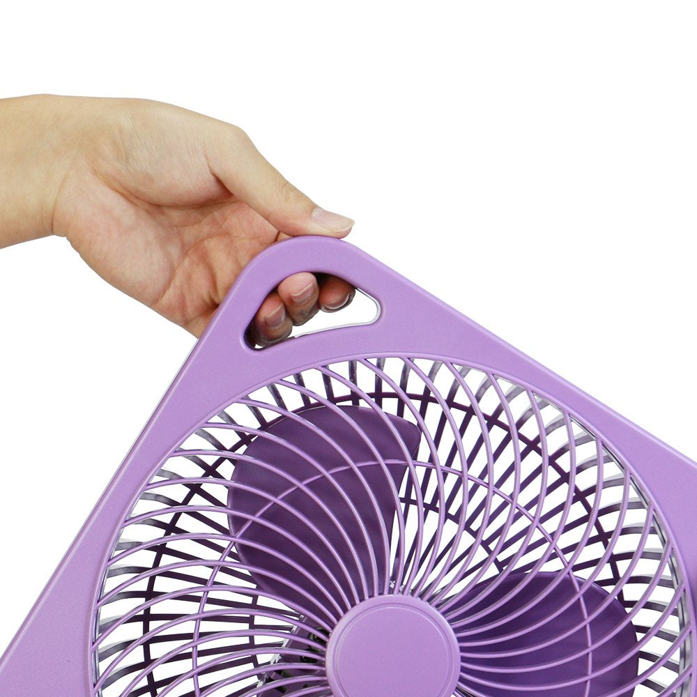 Mainstays 9 Inch Personal Box Fan with 3 Speeds Berry Chill