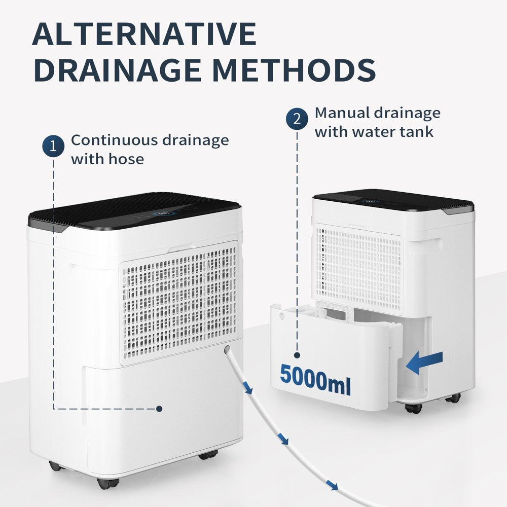 HUMSURE Dehumidifier 50 Pint Intelligent Humidity Control, 4,500 Sq. Ft. for Basements, Large Rooms, Bathrooms, Max Moisture Removal 70 Pints (95 "F, 95% RH)