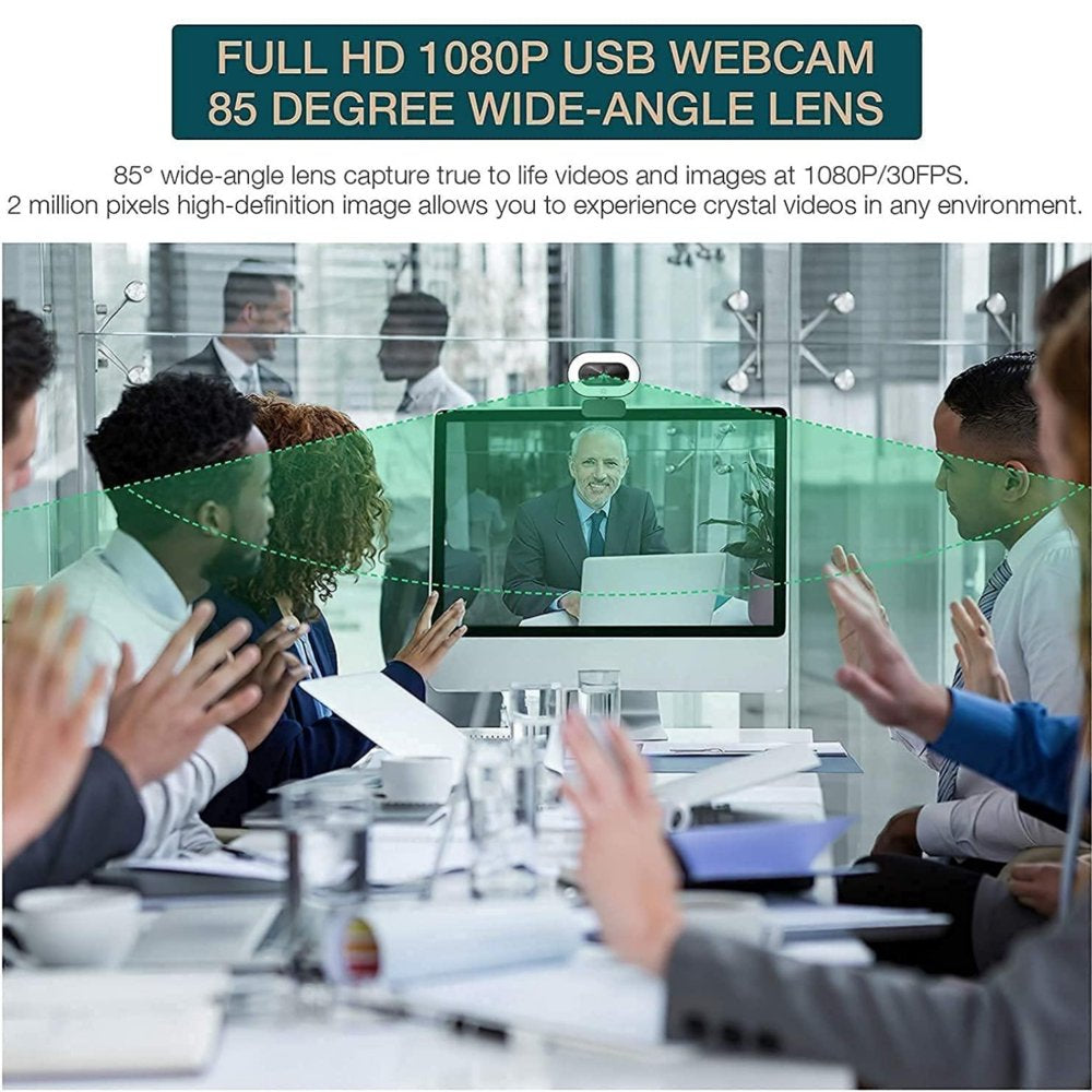 1080P HD USB Webcam, Web Camera with Tripod, Built-in Microphone, Adjustable Light, Laptop Desktop PC Computer Web Camera for Live Streaming Video Calling Conferencing Recording Gaming