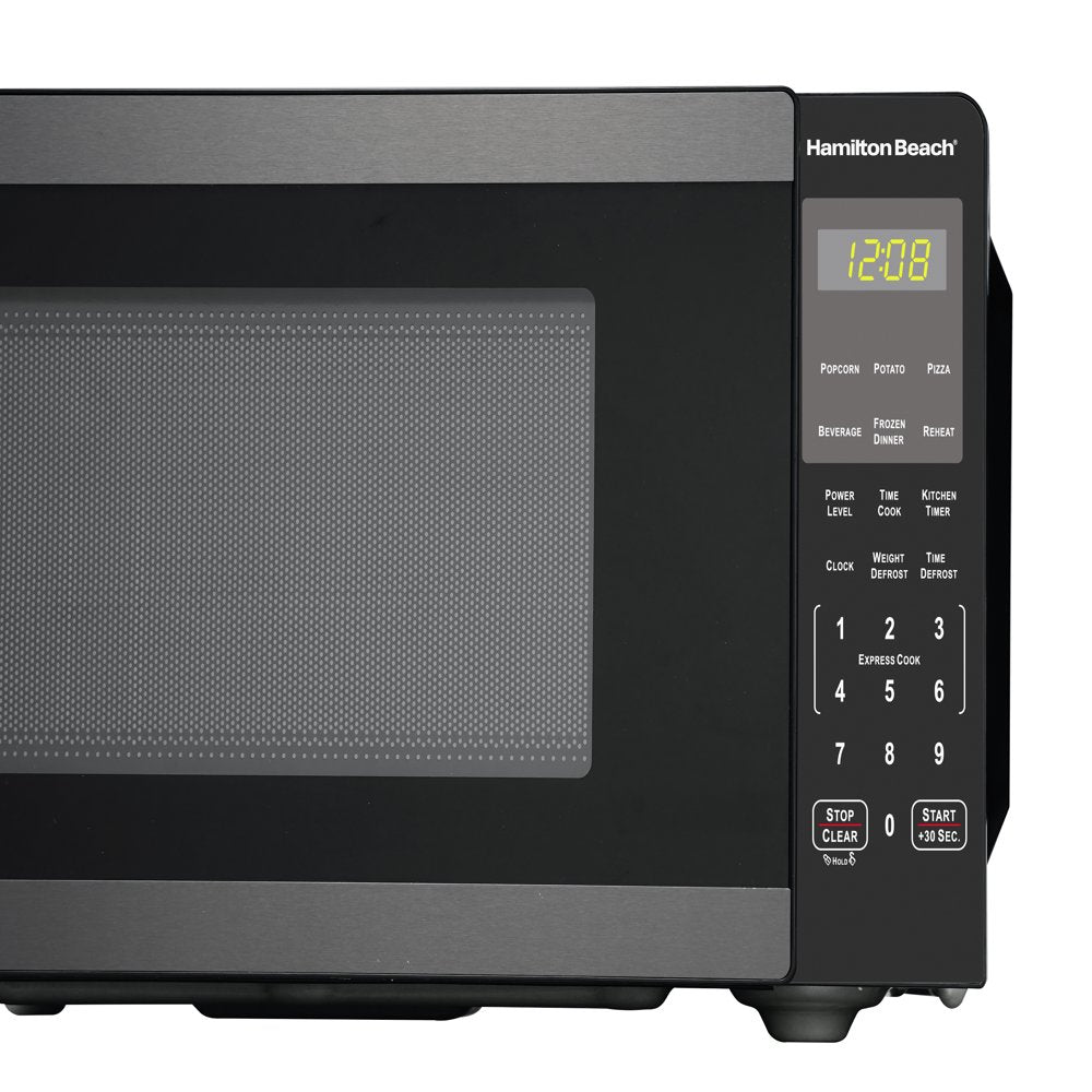 Hamilton Beach 0.9 Cu. Ft. Countertop Microwave Oven, 900 Watts, Black Stainless Steel, New