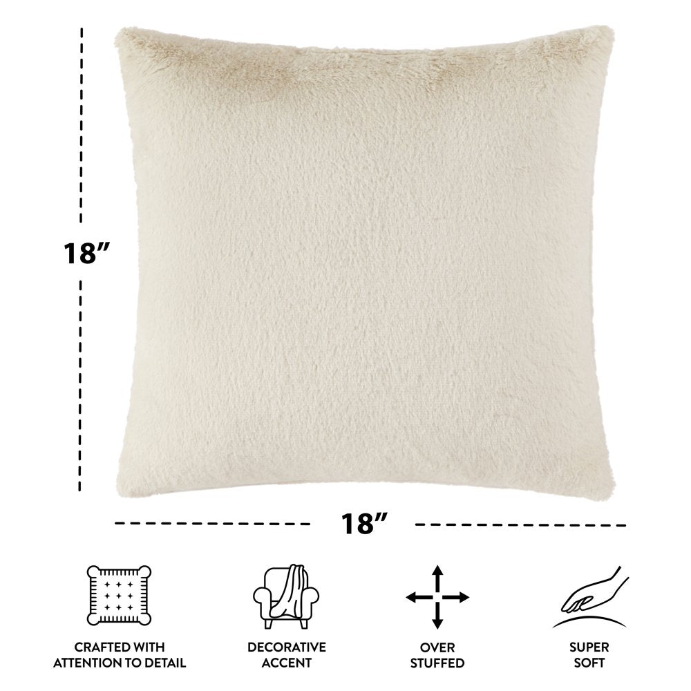 Mainstays Tip Dye Faux Fur Decorative Pillow, Ivory, 20" x 20", 1 each