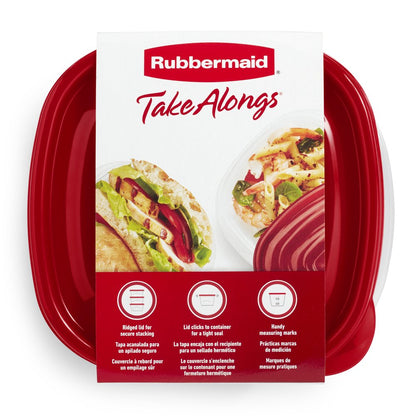 Rubbermaid TakeAlongs 20 Piece Food Storage Container Set, Red