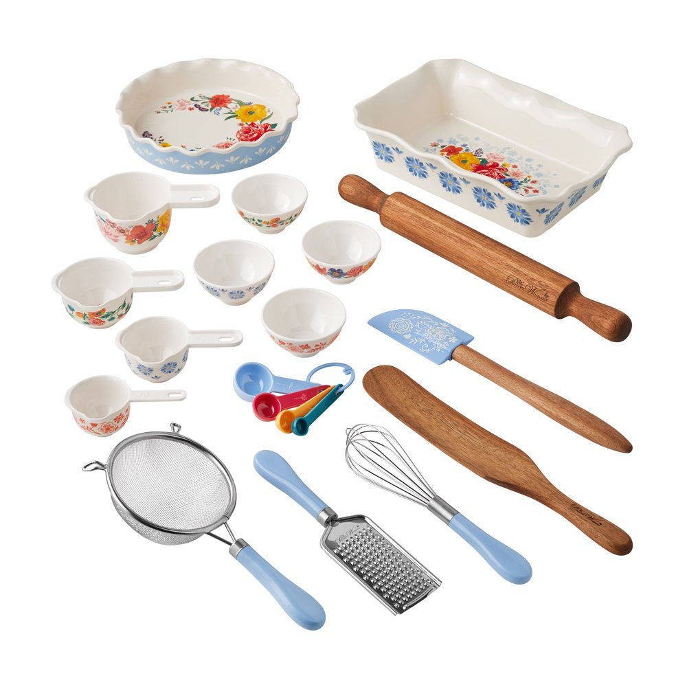 The Pioneer Woman Brilliant Blooms 20-Piece Blue Bake & Prep Set with Baking Dish & Measuring Cups