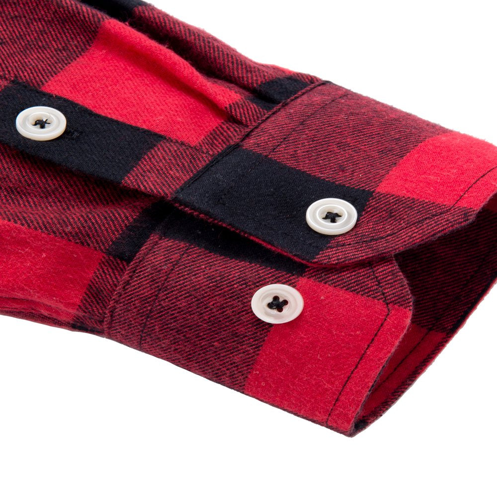 Alimens & Gentle Mens Long Sleeve Red Plaid Flannel Shirts Casual Button Down Regular Fit