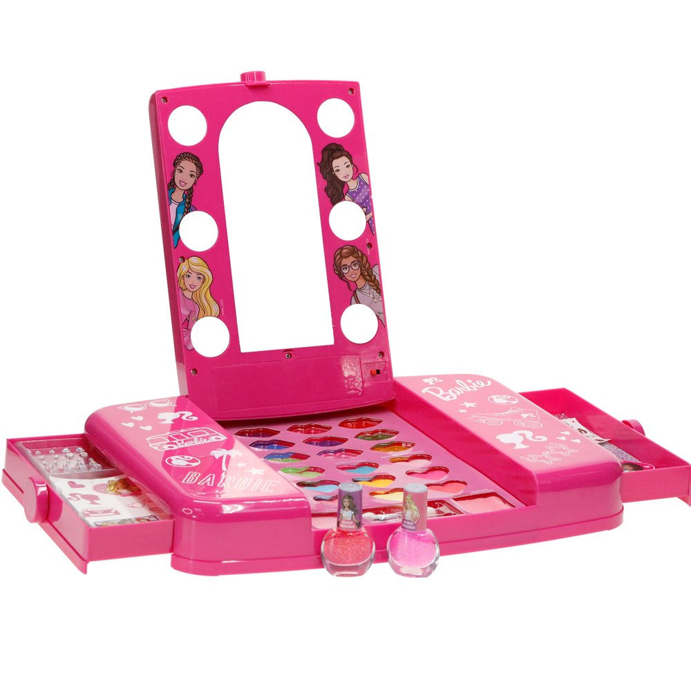 Barbie - Townley Girl Cosmetic Light-up Vanity Makeup Set, Pretend Play Toy and Gift for Girls, Ages 3+