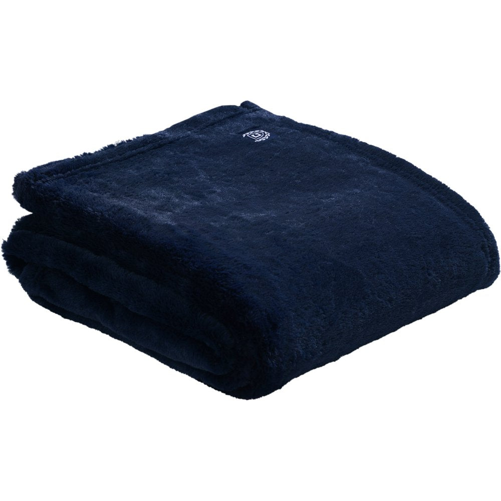 Chaps Plush Bed Blanket with Faux Fur Reverse - King 90 X 102, Blue