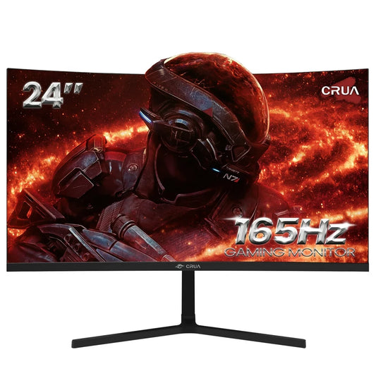 CRUA 24" 144Hz/165Hz Curved Gaming Monitor - FHD 1080P Frameless Computer Monitor, AMD Freesync, Low Motion Blur, VESA, DP&HDMI Port - Black