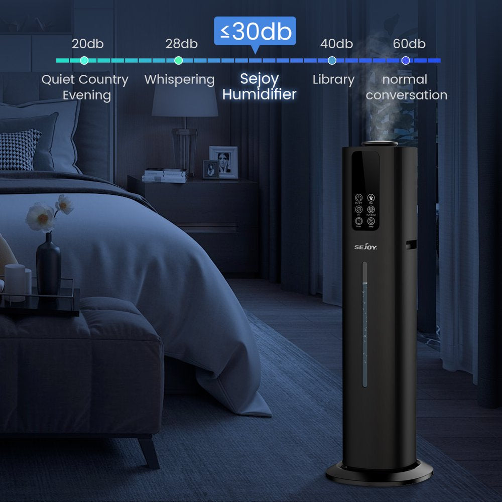 Sejoy Humidifiers for Large Rooms, 8L/2.11Gal Top Fill Ultrasonic Floor Humidifiers for Bedroom, Remote Control, Humidity Setting, Quiet, Aroma Box