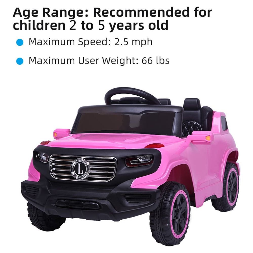 Zimtown Electric Car with 35W*1 6V7AH*1 Battery Children Car Pre-Programmed Music and Ride on Car Remote control Pink