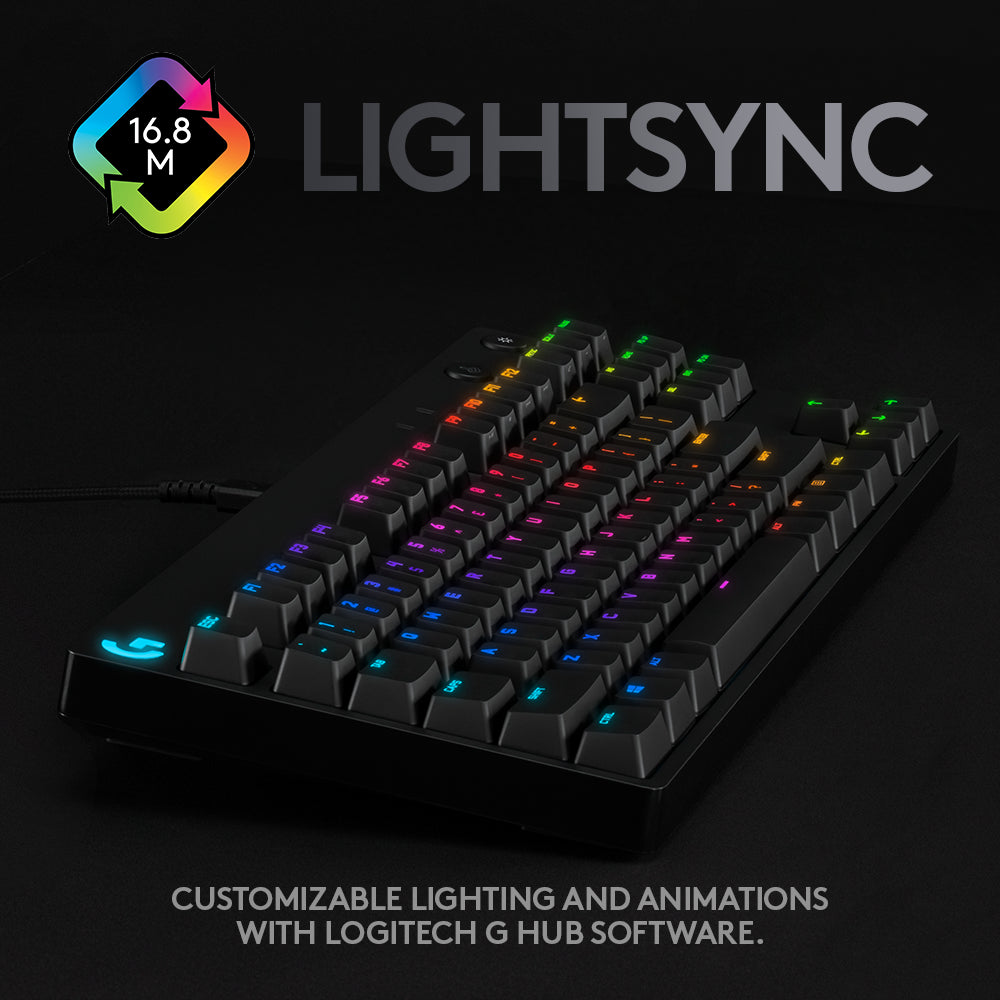 Logitech G PRO Mechanical Gaming Keyboard, Ultra Portable Tenkeyless Design, Detachable Micro USB Cable, 16.8 Million Color LIGHTSYNC RGB Backlit Keys