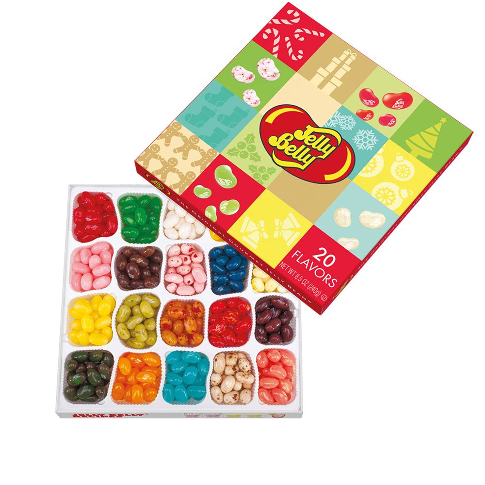 Jelly Belly 20-Flavor Jelly Bean Christmas Gift Box - 8.5 Ounces of Candy with Flavors Guide