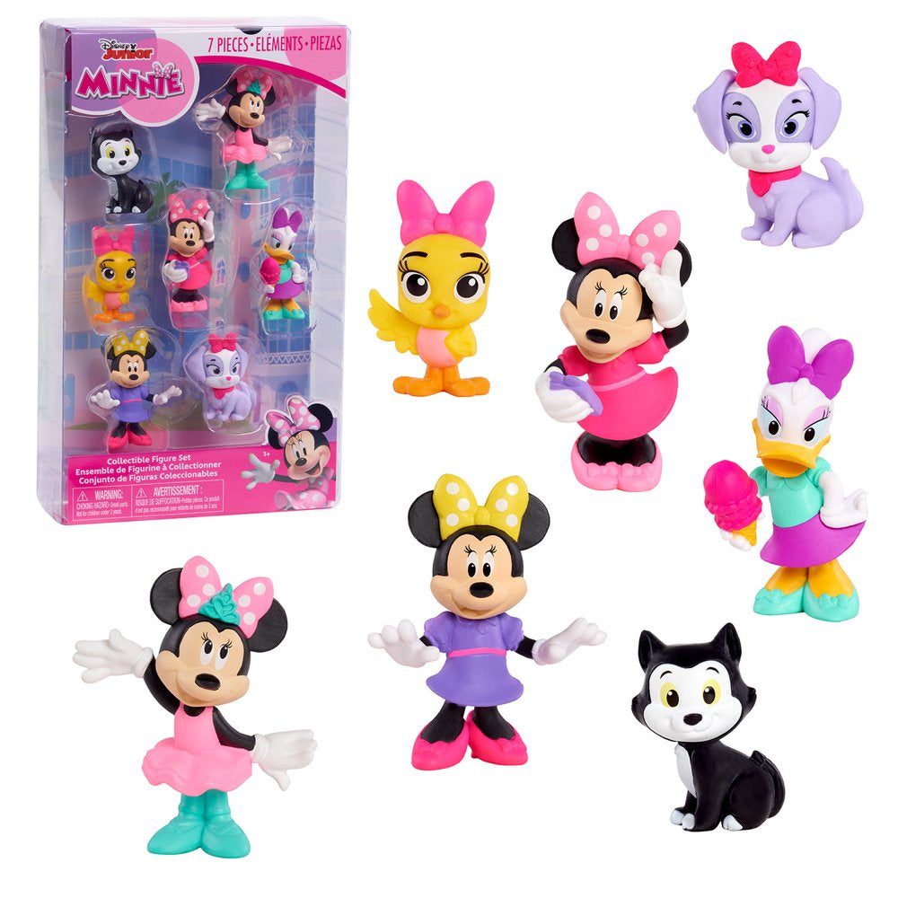 Disney Junior Minnie Mouse 7-Piece Collectible Figure Set, Kids Toys for Ages 3 up