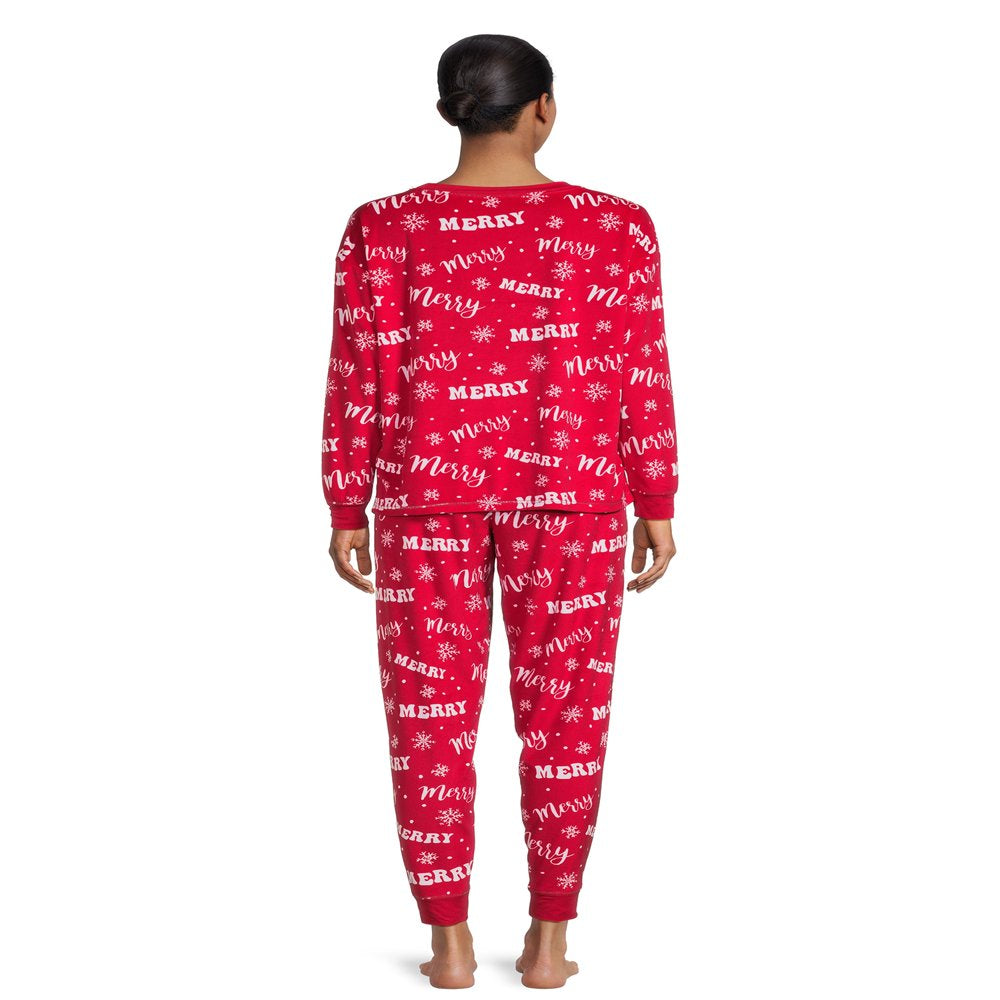 Holiday Time Women's Merry Christmas Pajama Set, 2-Piece, Sizes S-3X