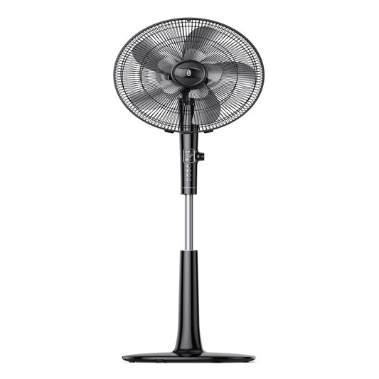 Taotronics Pedestal Fan, 16" Adjustable Oscillating DC Fan with Remote, 12-Speed, 3-Modes, Less Noise Cooling Fan, Black